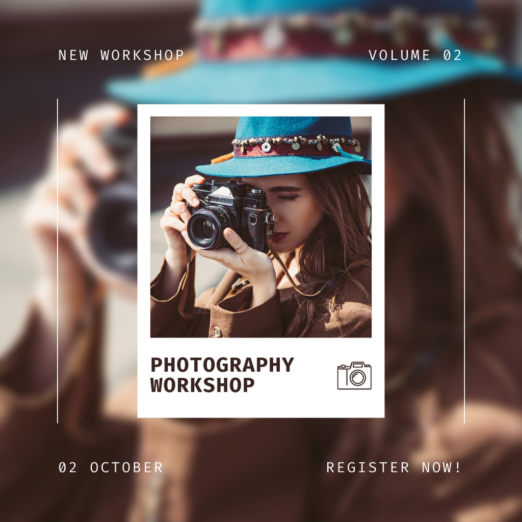 Plantilla de diseño de Photography Workshop Announcement to Register On Instagram 