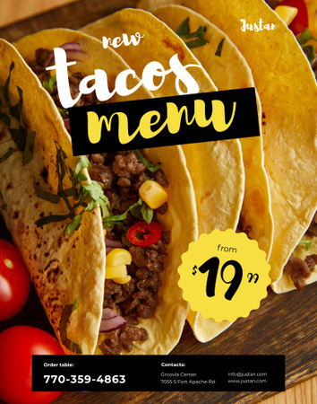 Ontwerpsjabloon van Poster 22x28in van Mexican Menu Offer with Delicious Tacos