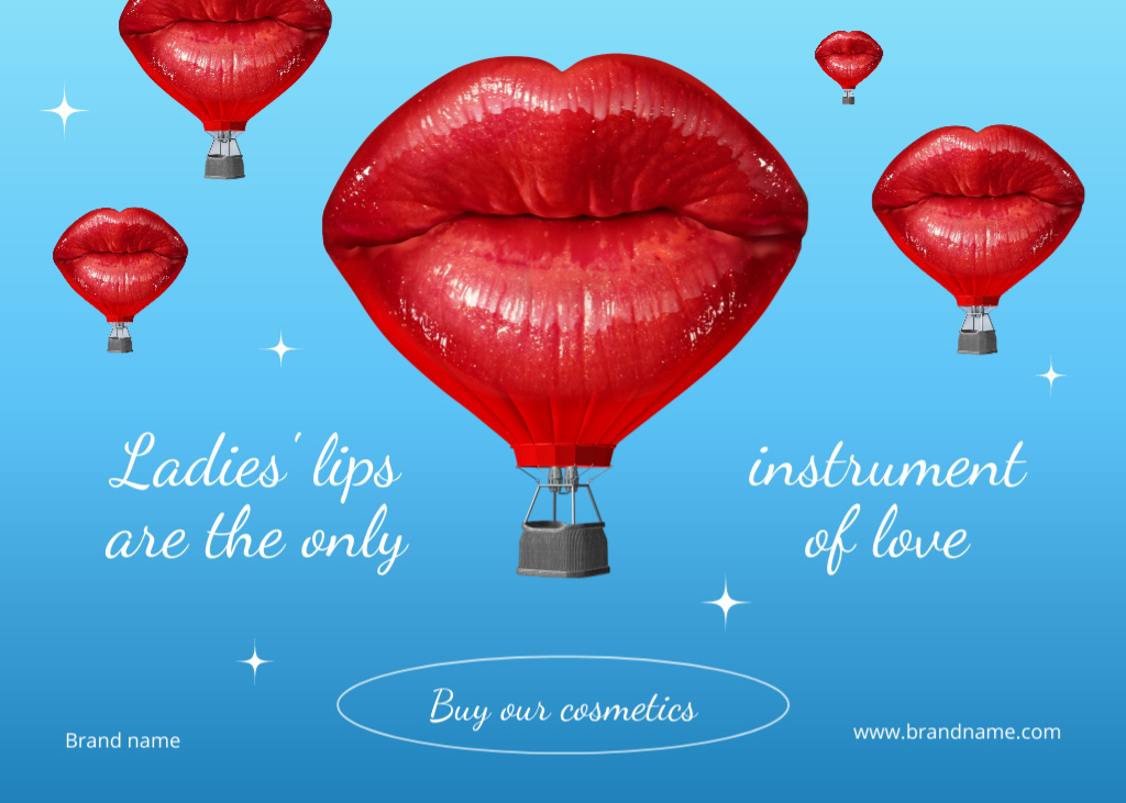Ontwerpsjabloon van Postcard 5x7in van Beauty Ad with Female Lips And Awesome Wisdom