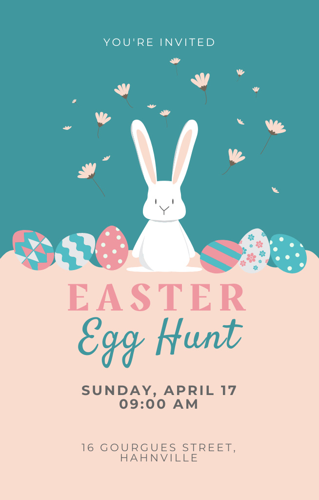 Easter Egg Hunt Fun Invitation 4.6x7.2inデザインテンプレート