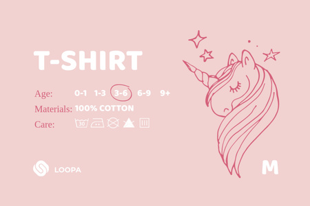 Kids Clothes care instructions with Unicorn Label Design Template