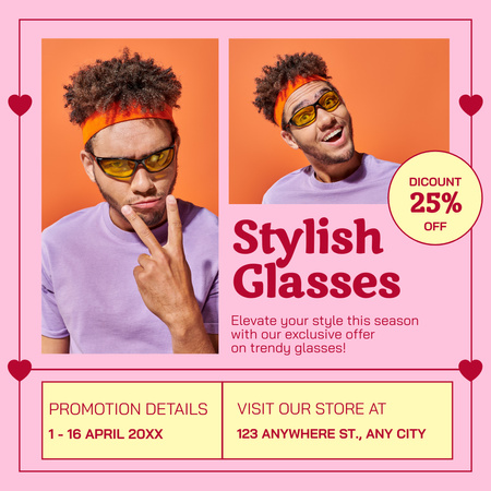 Oferta de venda de par perfeito de óculos masculinos Instagram Modelo de Design