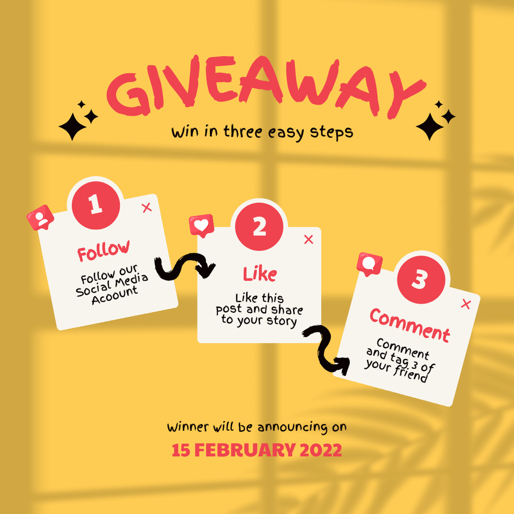 Giveaway Template  Instagram giveaway, Giveaway graphic, Event flyer  templates