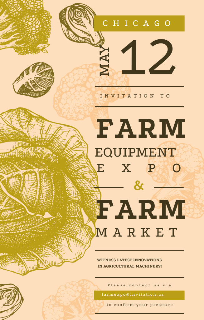 Healthy Green Cabbage For Farming Expo Invitation 4.6x7.2in Tasarım Şablonu