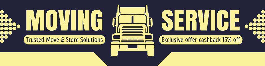Moving Services with Illustration of Big Truck Twitter Design Template