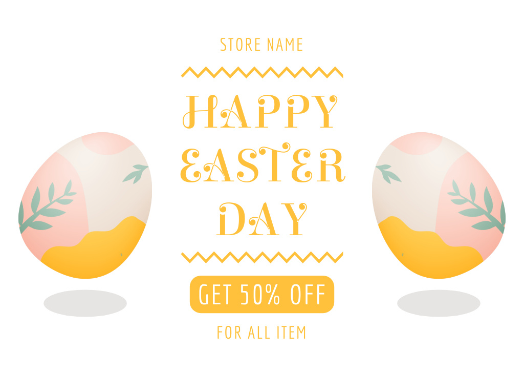 Easter Day Deals with Painted Easter Eggs Card Design Template