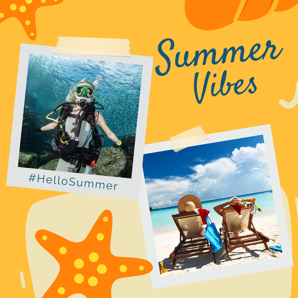 Summer Vacation on the Beach Collage Instagram – шаблон для дизайну