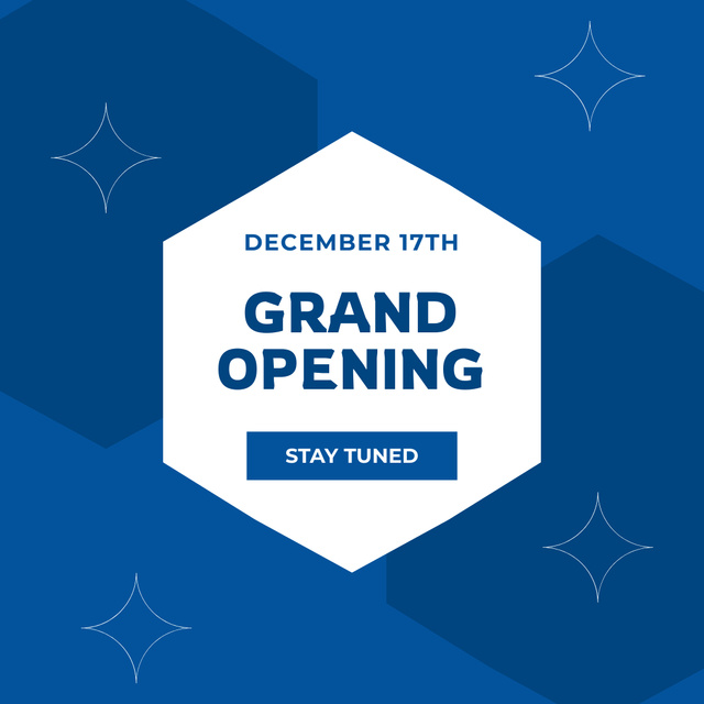 Ontwerpsjabloon van Instagram van Store Opening Announcement on Blue