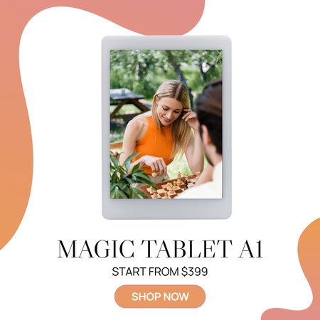 Sale of Magic Tablet with Image of Young Woman Instagram Design Template