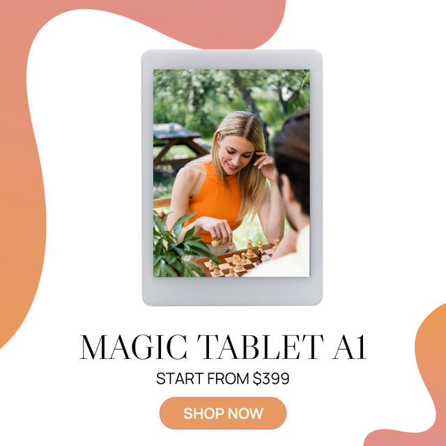 Plantilla de diseño de Sale of Magic Tablet with Image of Young Woman Instagram 