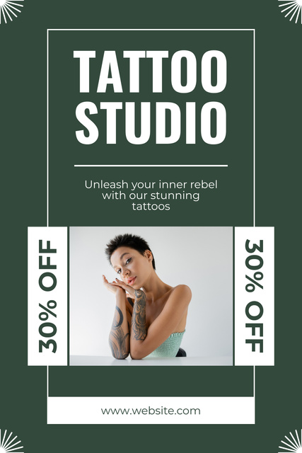 Professional Tattoo Studio With Discount Offer Pinterest Tasarım Şablonu