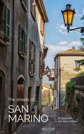 Turistický průvodce po starověkých ulicích San Marina Book Cover Šablona návrhu