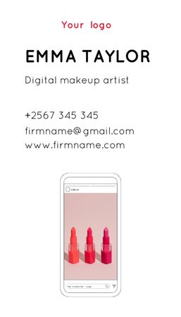 Platilla de diseño Digital Makeup Artist Service Offer Business Card US Vertical
