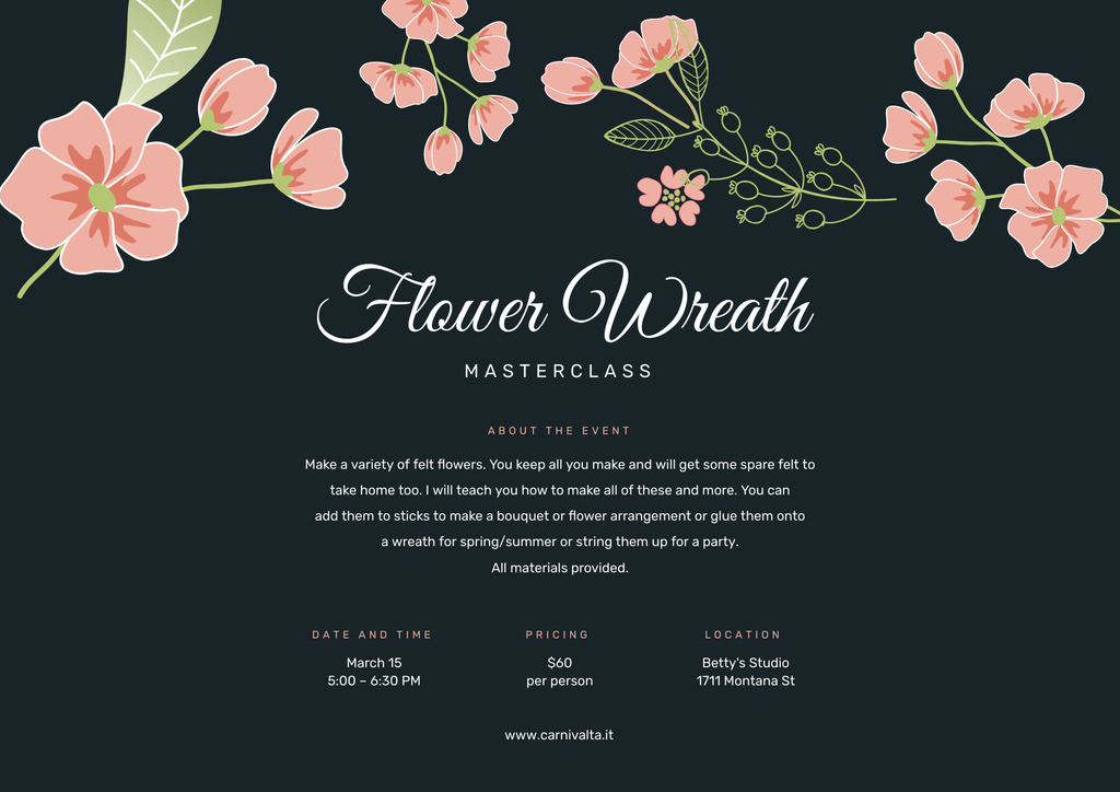 Floral Wreath Mastery Workshop Poster B2 Horizontal – шаблон для дизайну