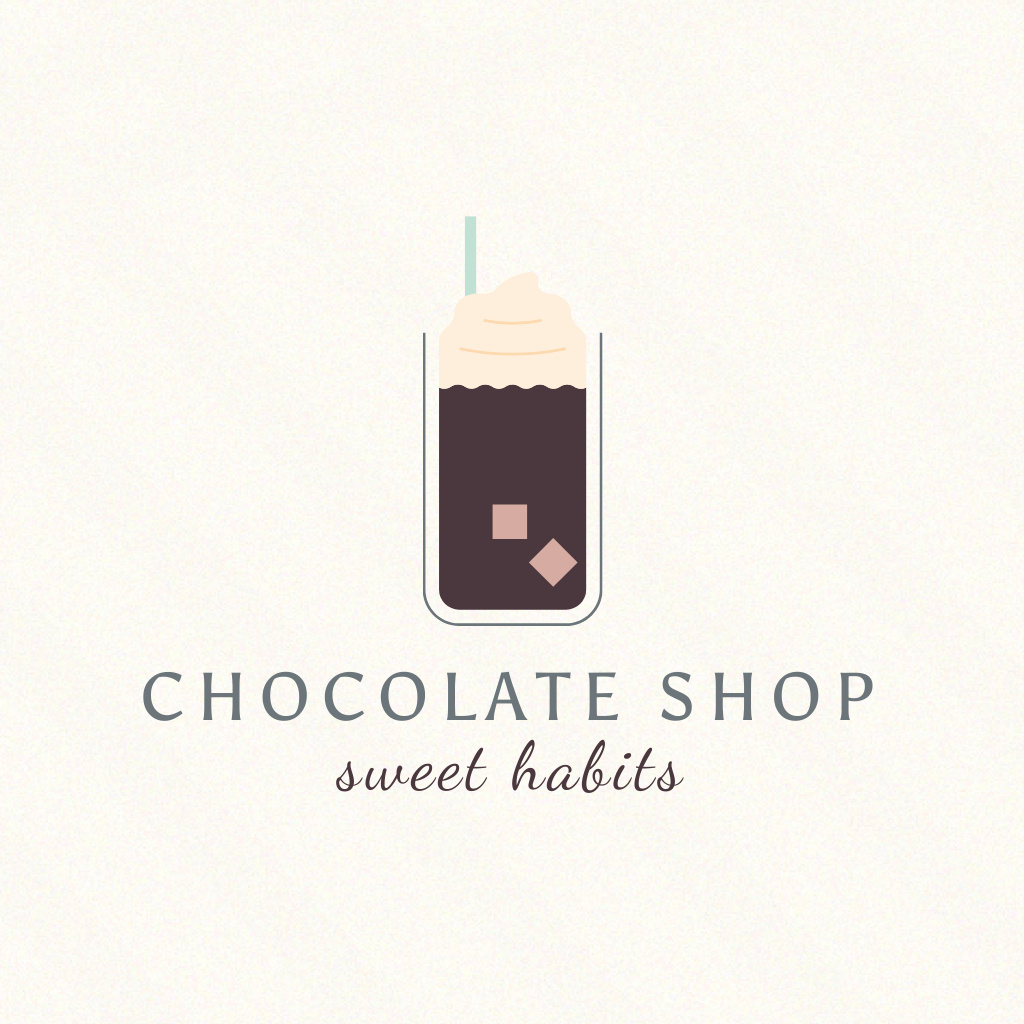 Sweets Shop Ad with Chocolate Cocktail Logoデザインテンプレート