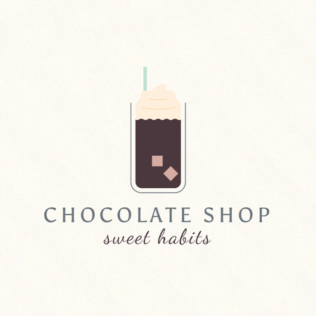 Sweets Shop Ad with Chocolate Cocktail Logo Design Template