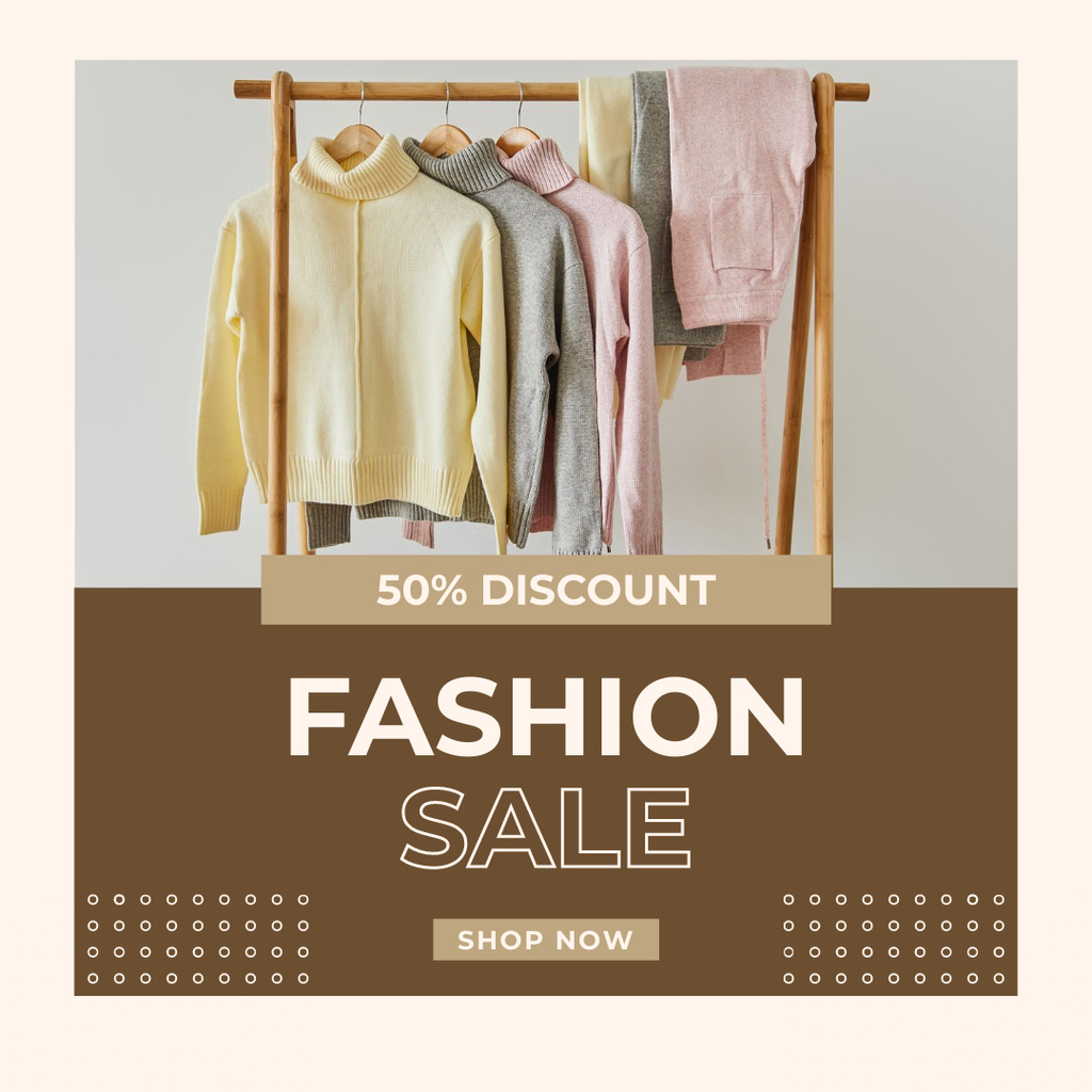 Ontwerpsjabloon van Instagram van Fashion Sale with Clothes on Hangers