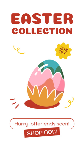 Easter Collection Promo with Bright Painted Egg Instagram Video Storyデザインテンプレート