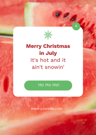 Watermelon For Christmas In July Postcard 5x7in Vertical Design Template