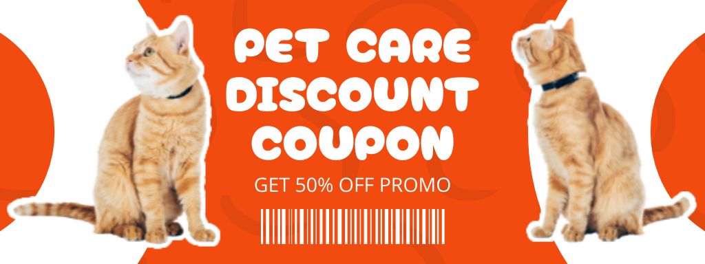 Pet Care Goods Sale Ad with Cat Coupon Πρότυπο σχεδίασης