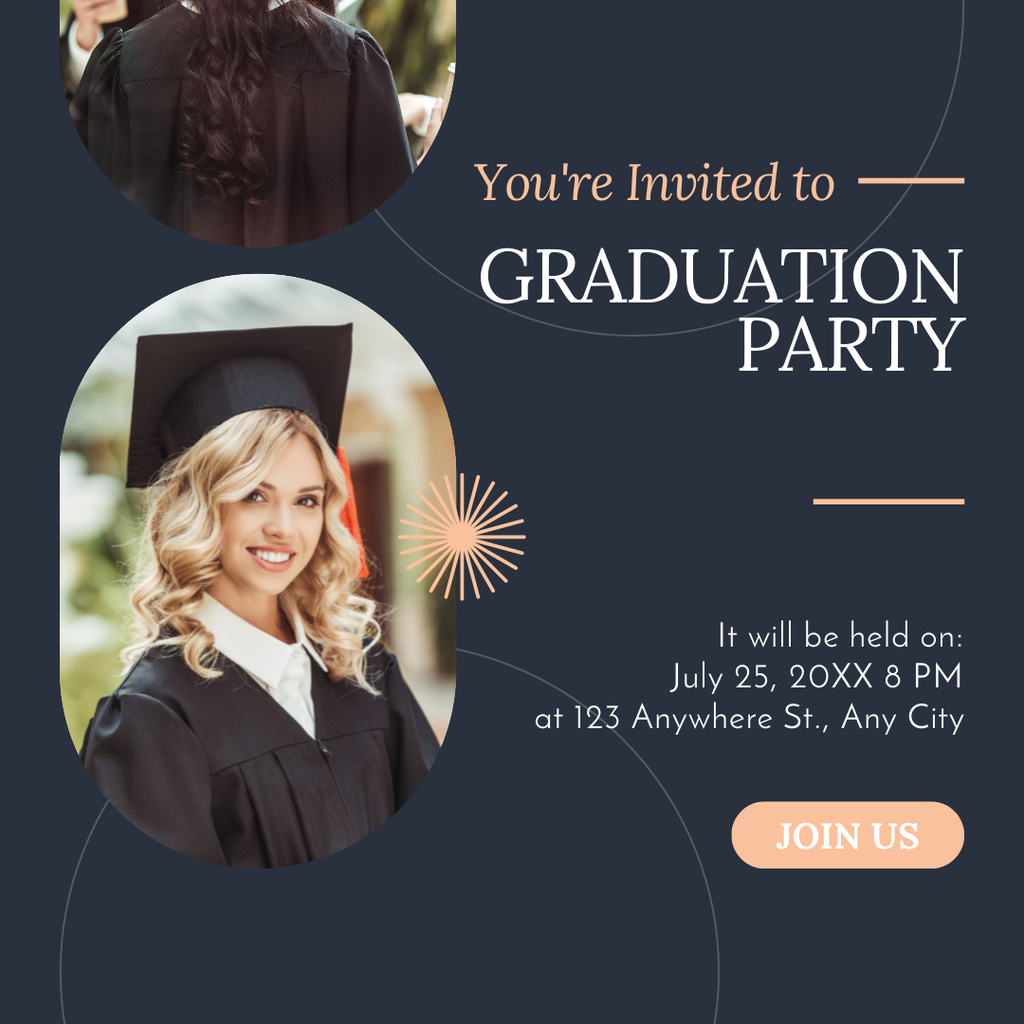 Ontwerpsjabloon van Instagram van You Are Invited to Graduation Party