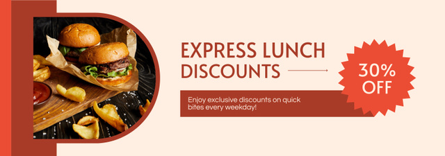 Designvorlage Express Lunch Discounts Ad with Tasty Burger für Tumblr