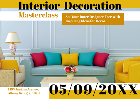 Platilla de diseño Interior Decoration Masterclass with Modern Room Postcard