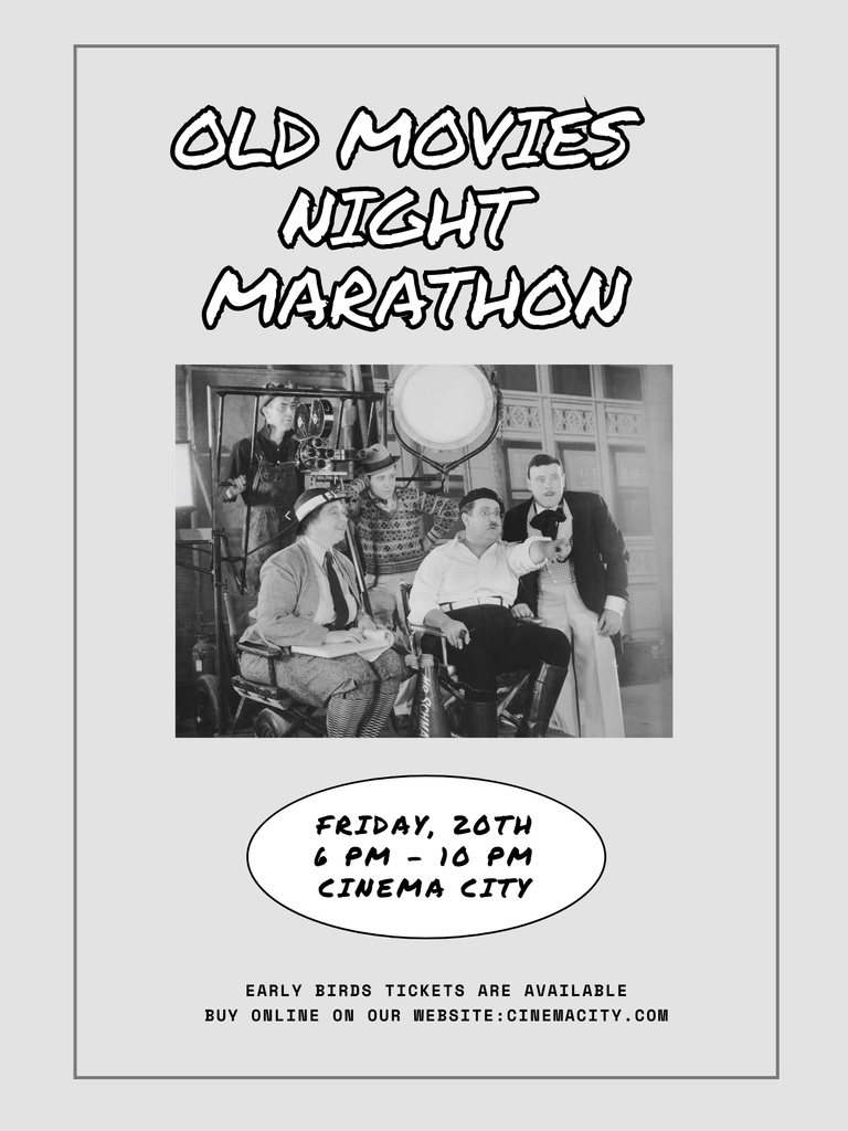 Modèle de visuel Old Movie Night Event Announcement - Poster US