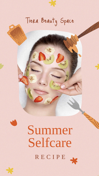 Summer Skincare with Fruits on Woman's Face