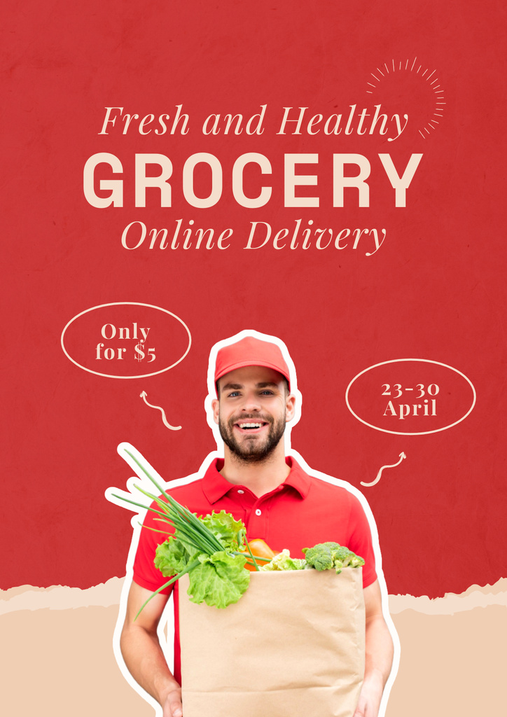 Online Grocery Delivery Services Poster – шаблон для дизайну