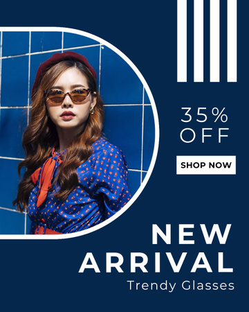 Anúncio de venda de moda de óculos de sol elegantes Instagram Post Vertical Modelo de Design