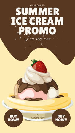 Platilla de diseño Summer Promo of Ice-Cream with Tempting Illustration of the Dessert Instagram Video Story