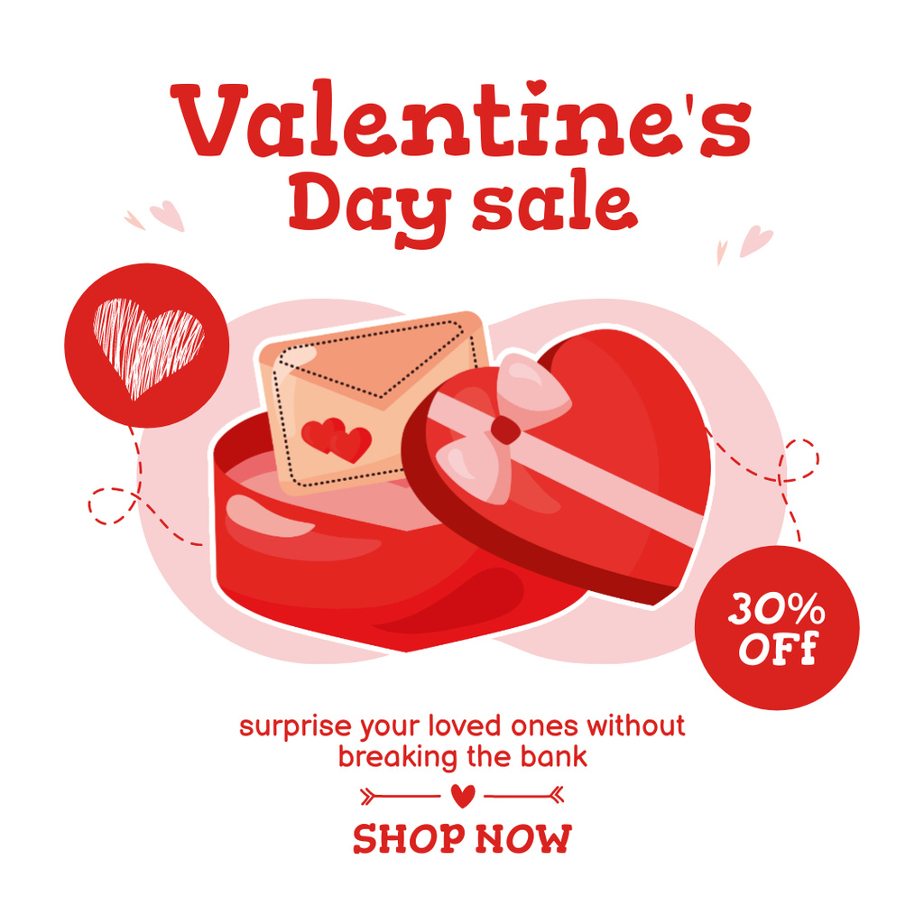 Big Valentine's Day Sale Offer Of Heart Shaped Presents Instagram AD – шаблон для дизайна