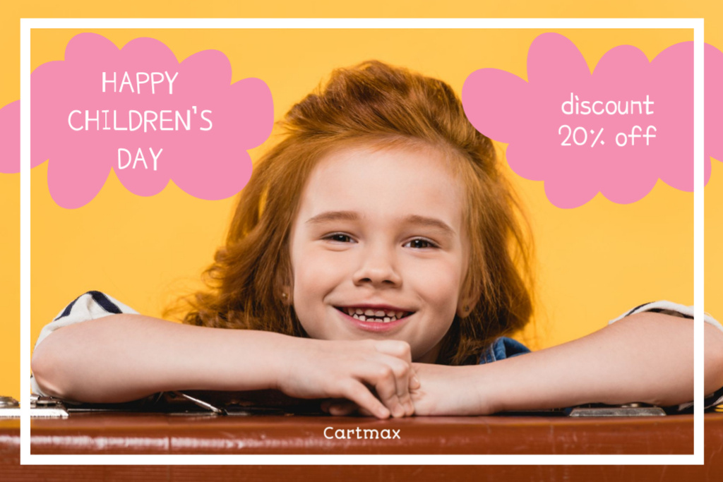 Designvorlage Children's Day Greeting And Discount Offer für Postcard 4x6in