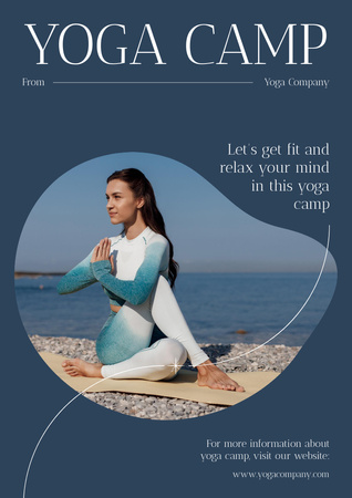 Woman Practicing Yoga near Sea Poster A3 Design Template