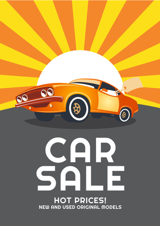 Ontwerpsjabloon van Poster van Car Sale Advertisement with Car in orange