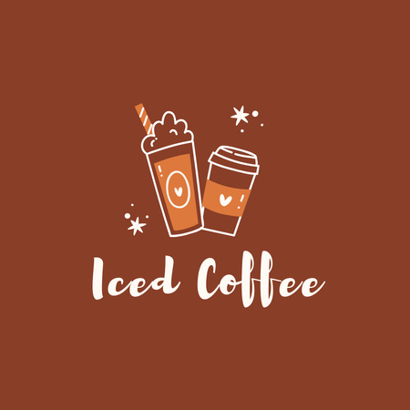 Iced Coffee Advertisement Logo Design Template