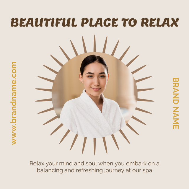 Young Woman in White Bathrobe at Spa  Instagram Design Template