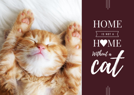 Cute Сat Sleeping At Home with Inspirational Phrase Postcard 5x7in tervezősablon