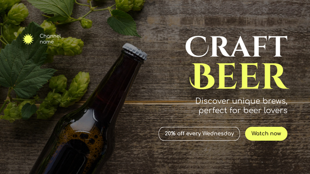 Discount Announcement on Craft Quality Beer Youtube Thumbnail Design Template