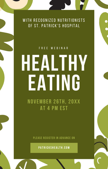 Green Veggies For Healthy Eating with Pattern Invitation 4.6x7.2in Design Template