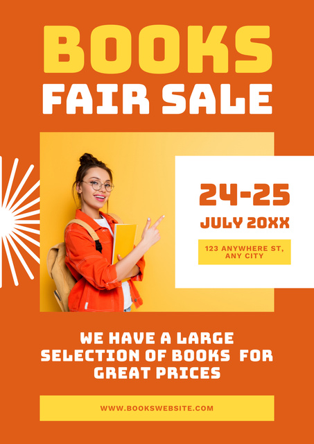 Sale of Books on Book Fair Poster Design Template