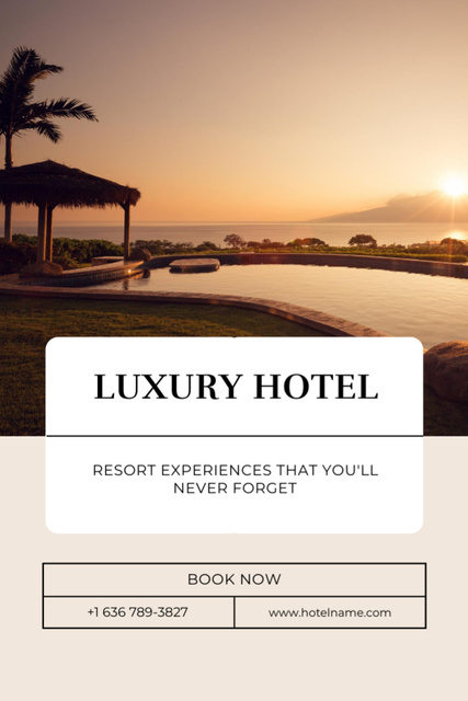 Luxury Hotel Ad with Beautiful Sunset Postcard 4x6in Vertical Design Template