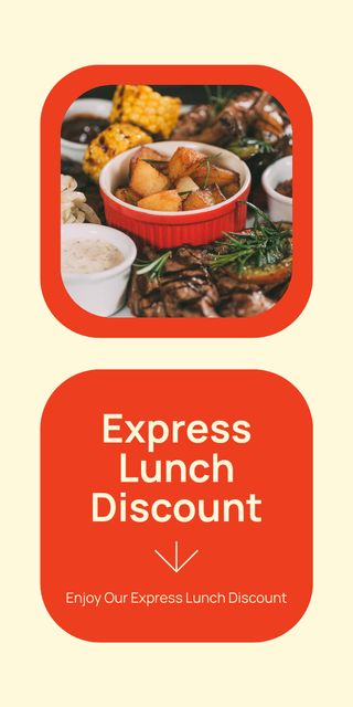 Promo of Express Lunch Discounts Graphic Design Template