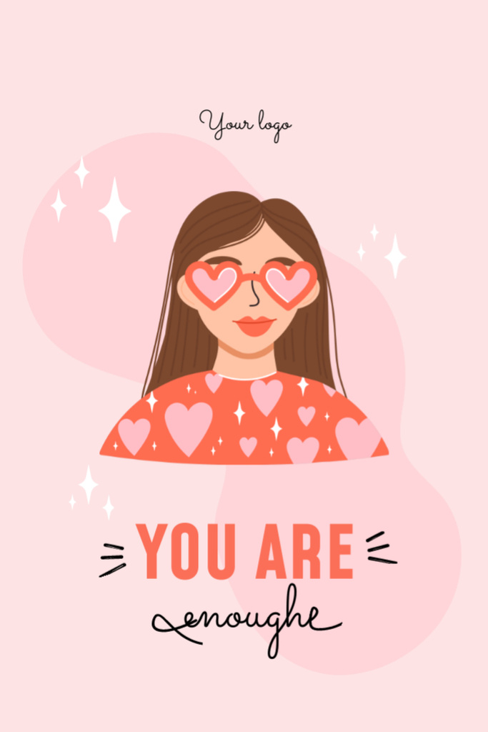 Mental Health Inspiration With Girl In Sunglasses Postcard 4x6in Vertical Design Template