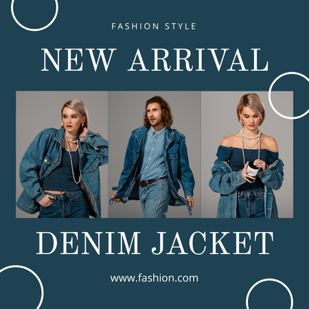 Denim Jackets New Arrival Blue Collage Instagram Design Template
