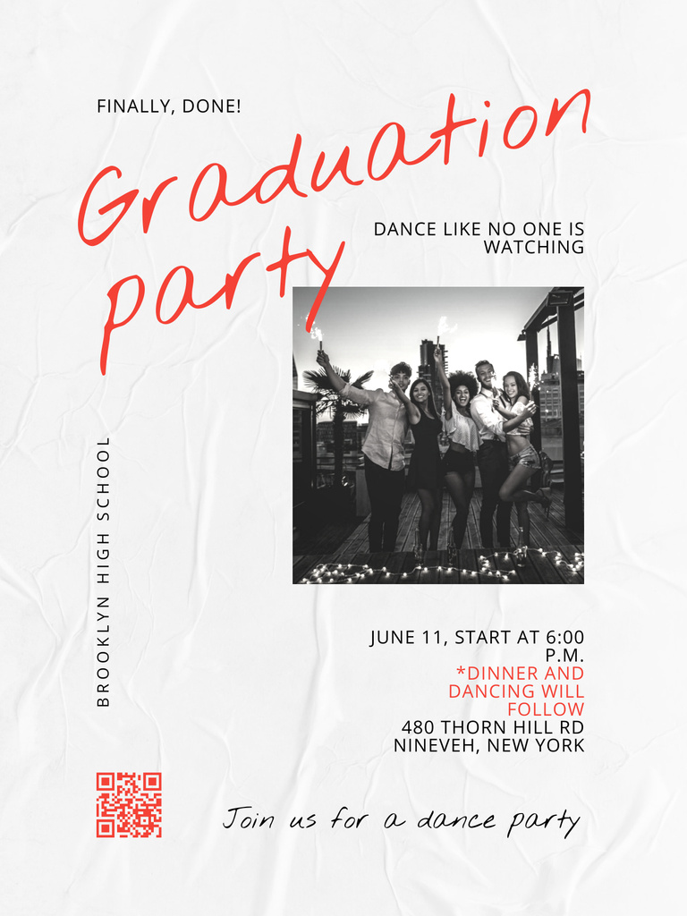 Graduation Party Announcement with Young People Poster US tervezősablon