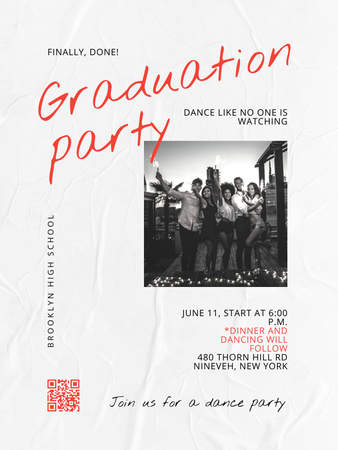 Graduation Party Announcement with Young People Poster US Modelo de Design