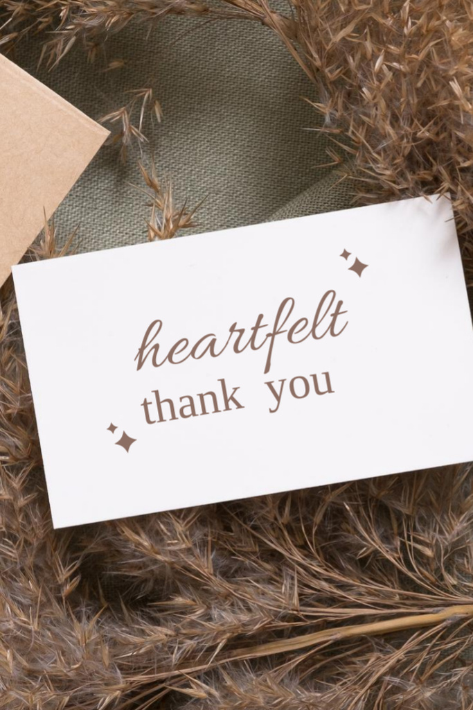 Heartfelt Thank You with Decorative Dry Flowers Postcard 4x6in Verticalデザインテンプレート