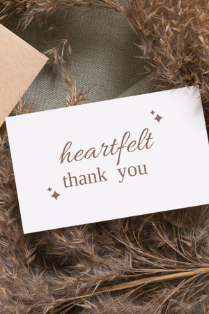 Heartfelt Thank You with Decorative Dry Flowers Postcard 4x6in Vertical Design Template